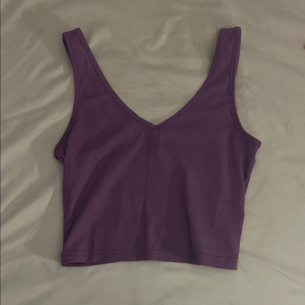SHEIN Lavender Ribbed V-Neck Top